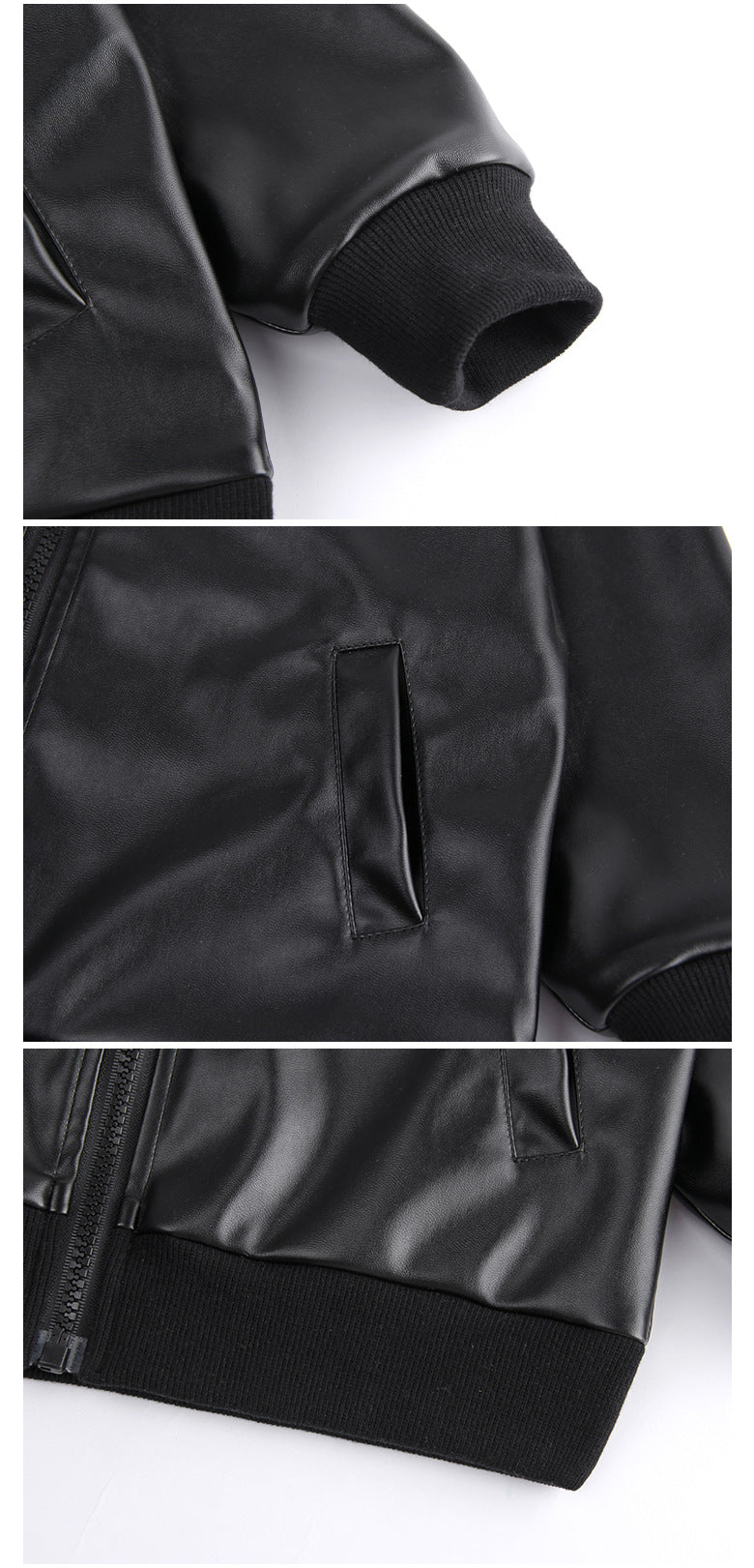 Black Leather Motorcycle Boy Jackets