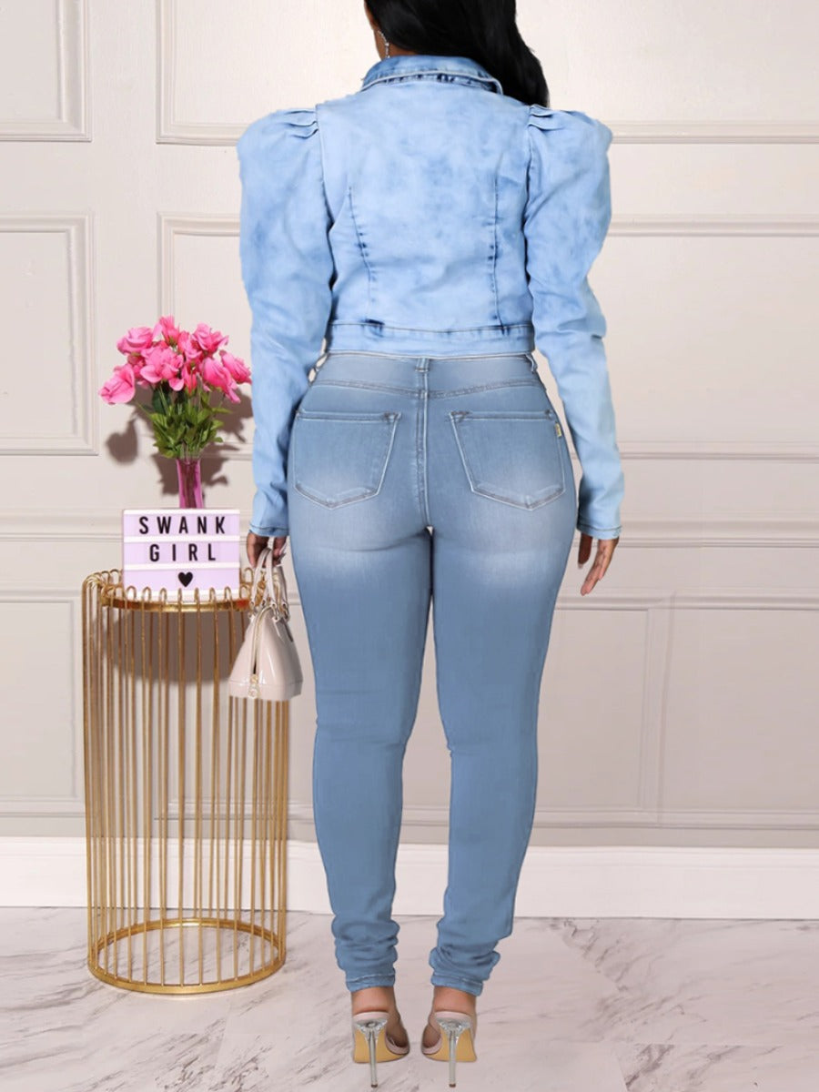 Plus Size Ripped Baby Blue Jeans