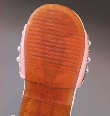 Kid Girl Rhinestone Pearl Modified Soft Sandals