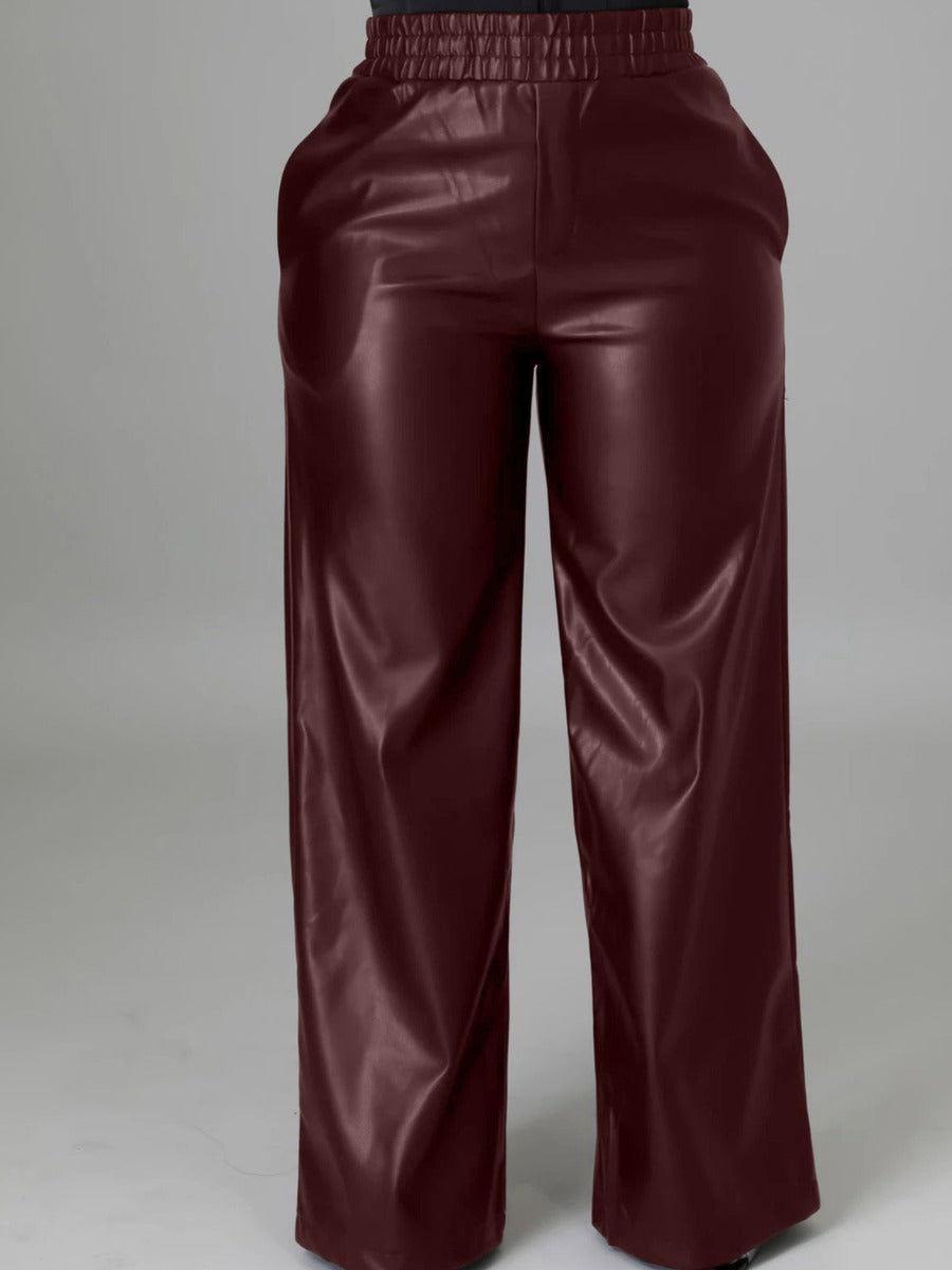 Leather wide leg pants