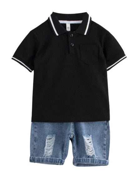 Two Pieces Boys Sets Polo Shirt With Shorts